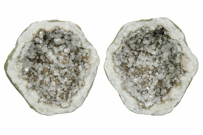Keokuk Geode with Calcite Crystals (Pair) - Missouri #349541